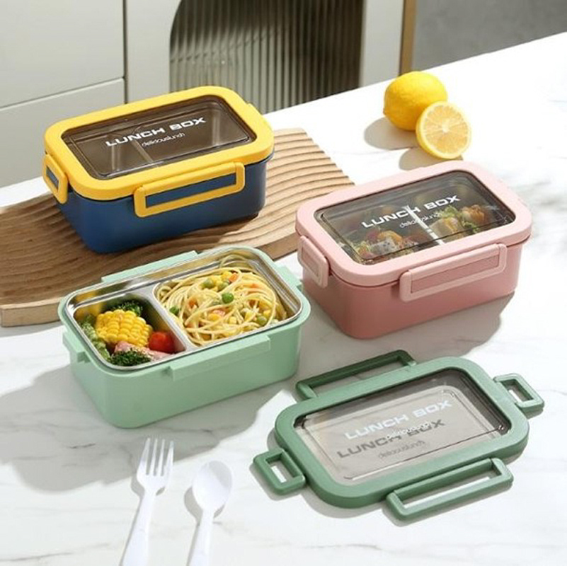多色分隔保鲜饭盒 食品级密封防漏可微波 上班族学生便携午餐便当盒详情5