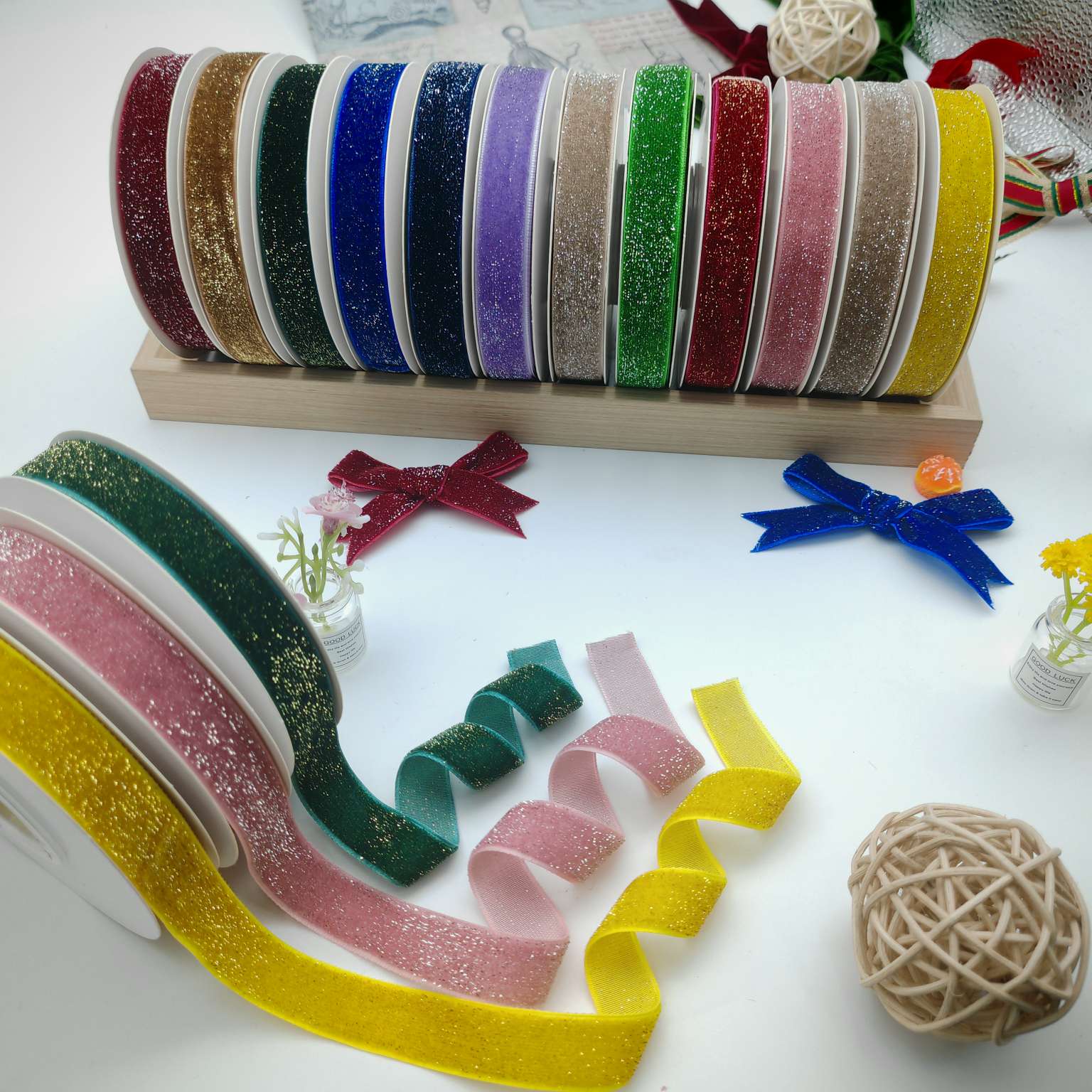 葱绒带，织带辅料丝带蝴蝶结厂家直销，源头工厂彩带，丝带。白底实物图