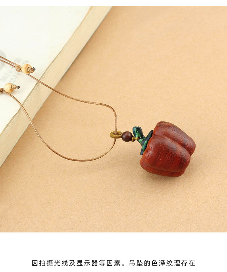 复古文艺植物果实型木质吊坠项链女简约小众编织长款毛衣链配饰品详情5