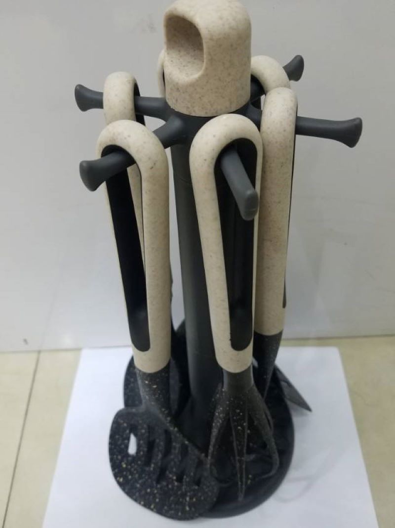 新尼龙厨具7件套黑色喷点欧美标准彩盒包装