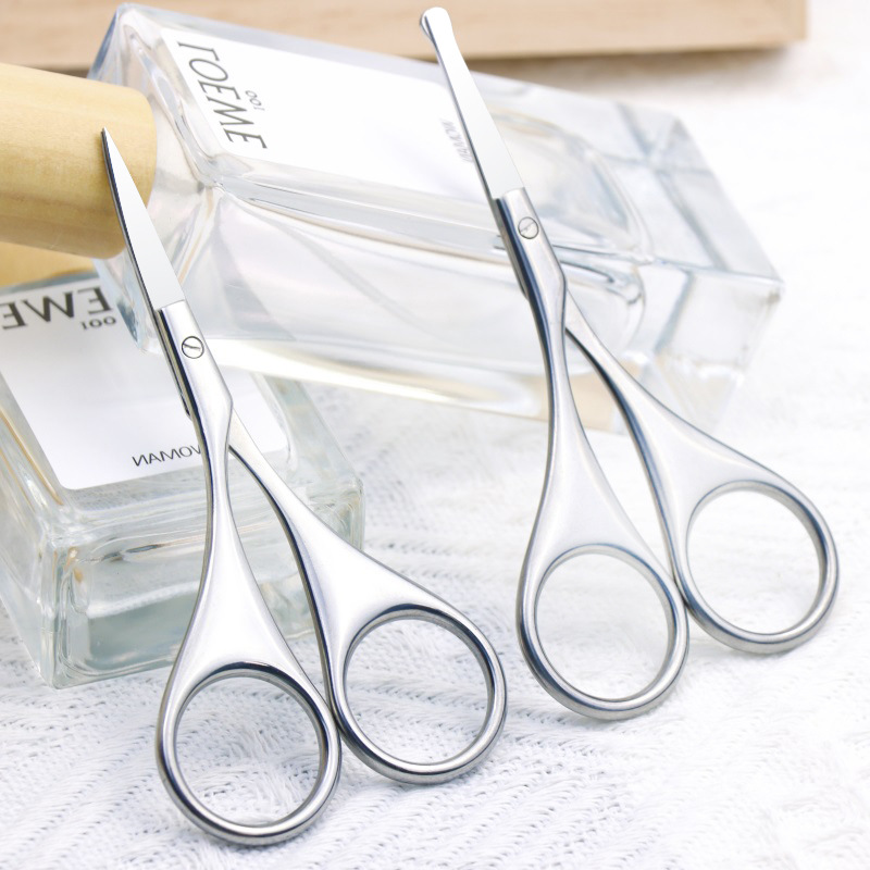 不锈钢鼻毛小剪刀修眉剪刀胡须剪刀安全小剪刀修眉工具直剪圆头剪眉毛鼻毛修剪美容剪睫毛化妆小剪子美妆眉剪