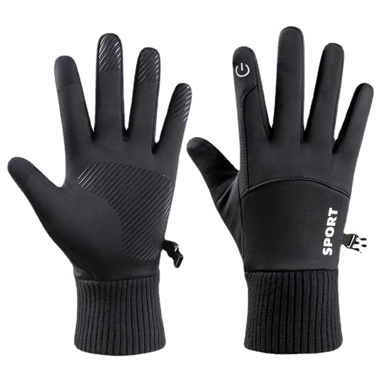Men's cycling gloves with touch screen, winter fleece, anti-slip for students, adult mountaineers, windproof, waterproof and warm for both men and women Item Picture