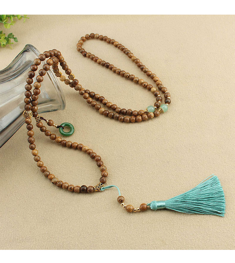  新中式平安扣流苏串珠斜挎链长款项链国风毛衣链古风背链旗袍配饰详情8