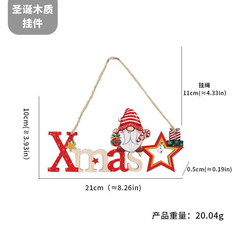 Cross-border new Christmas wooden door hanging pieces, reindeer Santa Claus wooden hanging ornaments, hanging boards, indoor decoration hanging ornaments Item Picture