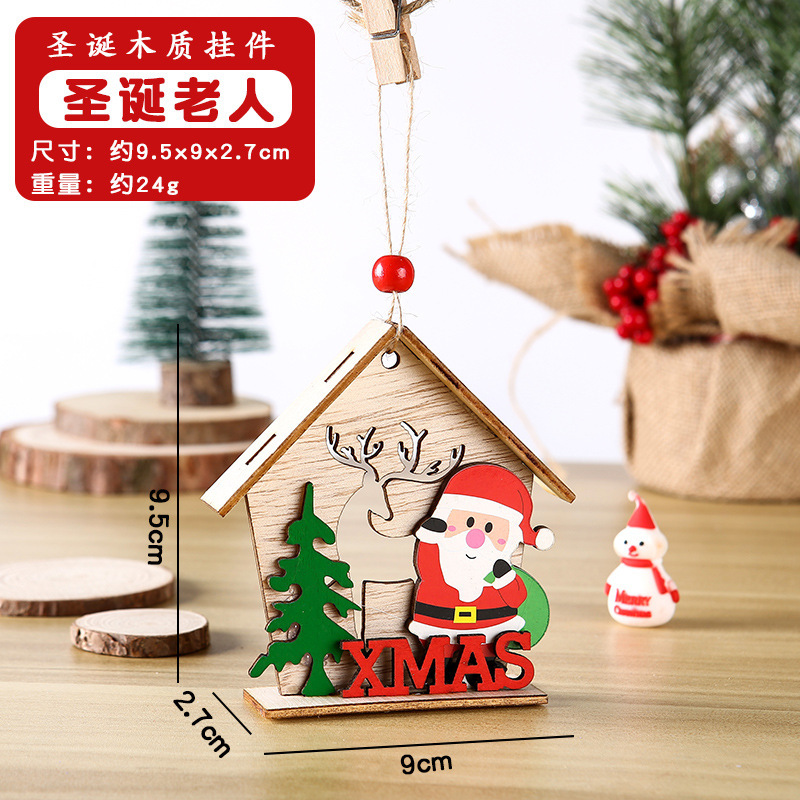 Christmas gifts: Cartoon wooden Santa Claus pendants, Christmas decorations, small prizes for kindergartens, children's gifts detail image 2
