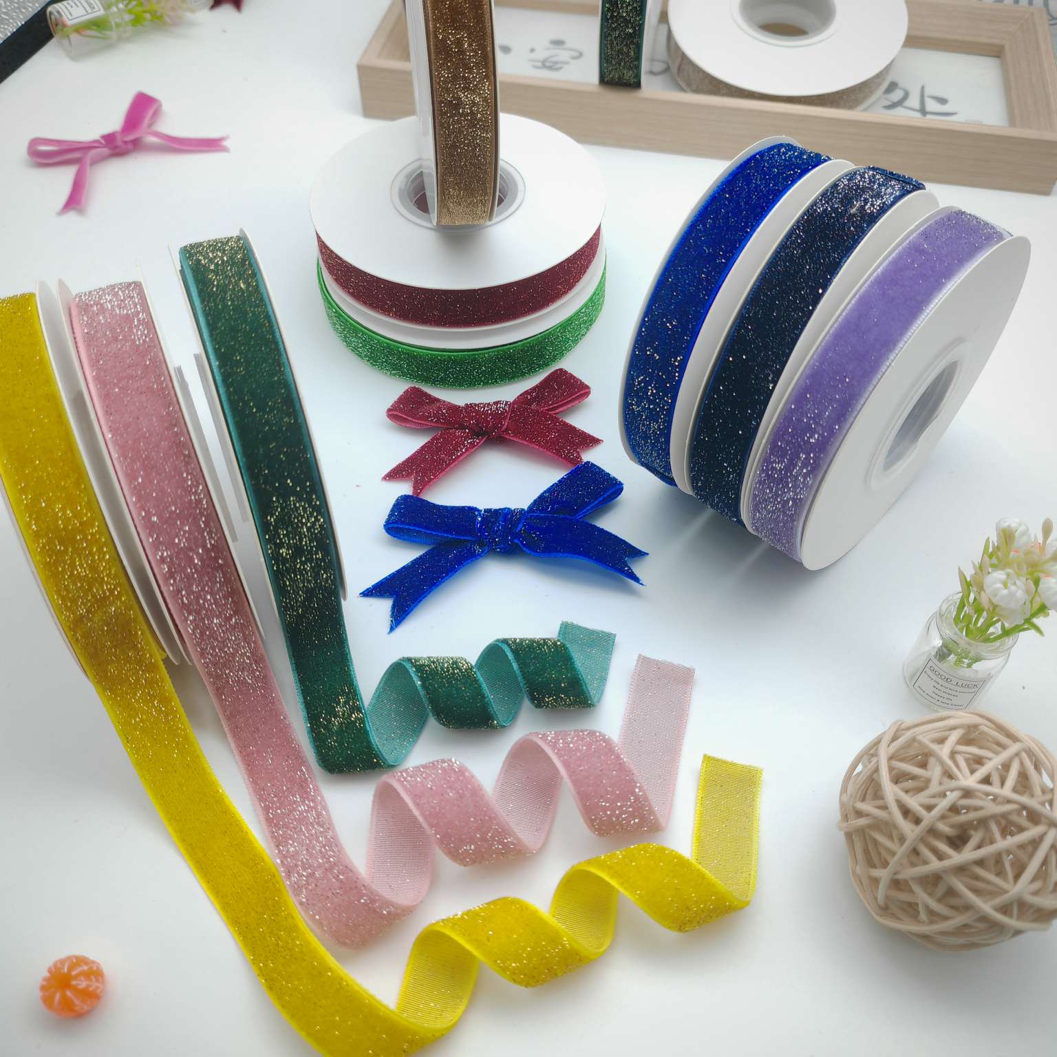 葱绒带，织带辅料丝带蝴蝶结厂家直销，源头工厂彩带，丝带。