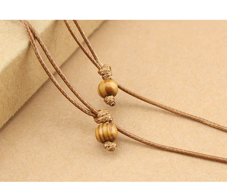 国风长款蜡绳咖啡豆小熊项链女复古木质吊坠毛衣链民族风配饰批发详情6
