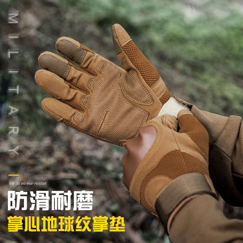 Four-season special Forces tactical full-finger gloves, men's outdoor military enthusiast anti-slip mountain climbing and cycling training motorcycle gloves details Picture