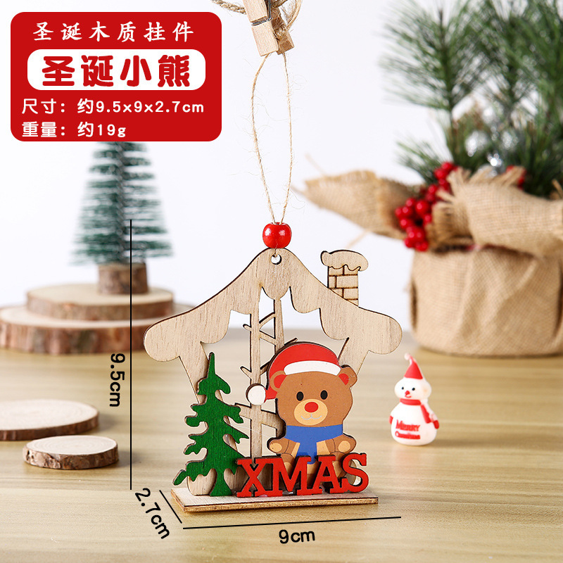 Christmas gifts: Cartoon wooden Santa Claus pendants, Christmas decorations, small prizes for kindergartens, children's gifts detail image 4