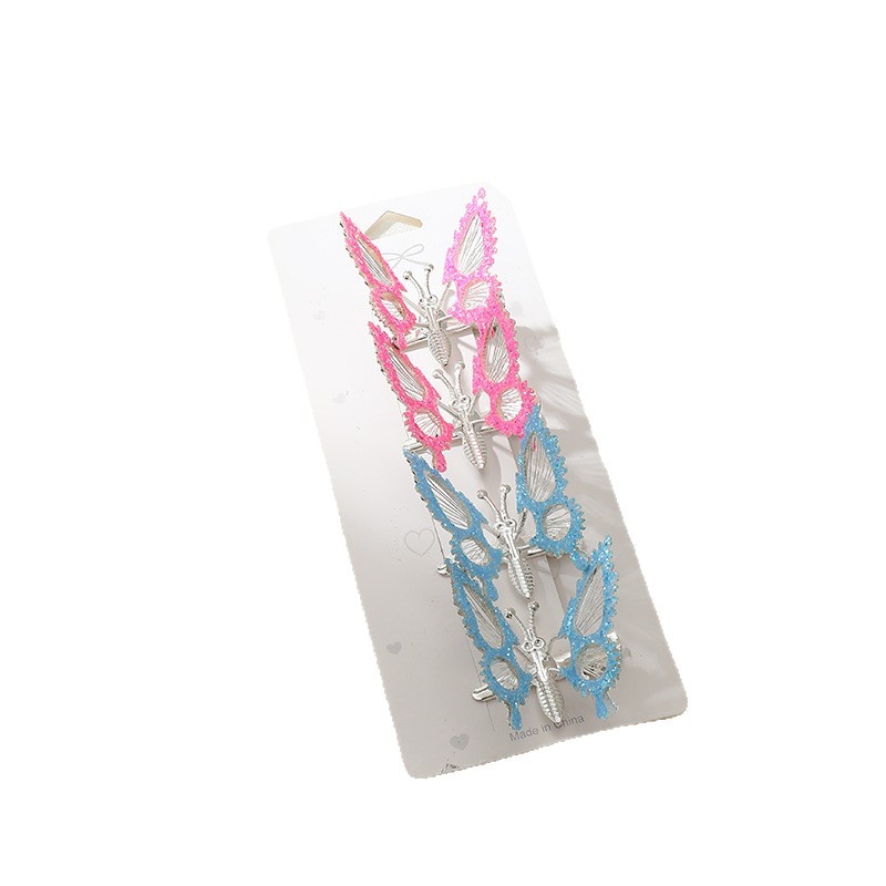 Cross-border simulation decorative butterfly hair clips, women's back head clips with flower hairpins, children's headwear, bangs clips, side clips with duckbill clips, New Year red hair clips detail image 4