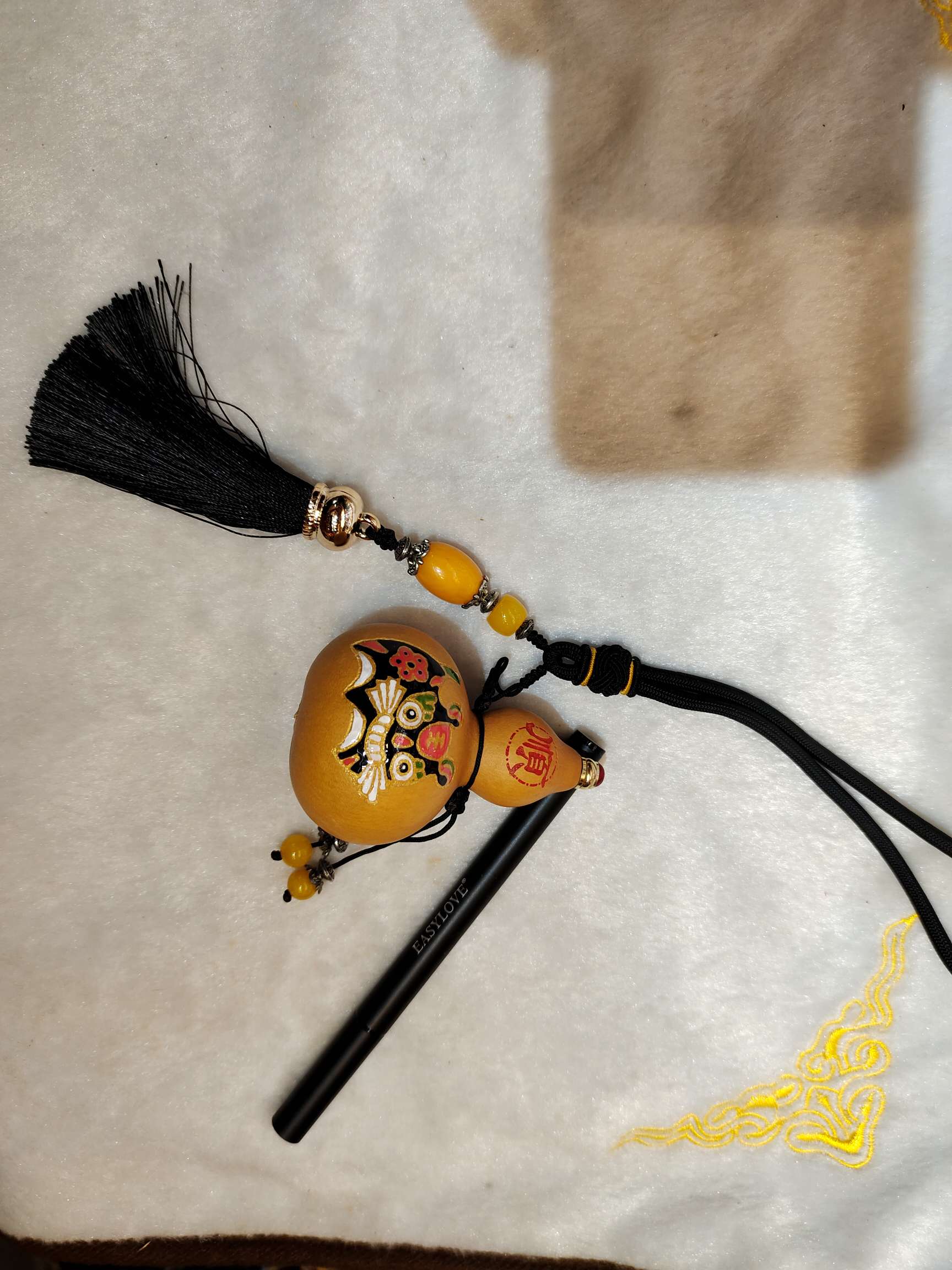 Fengming craftsmanship, natural gourd, inlaid with copper heads, hand-painted, can hold things, be used as a car hanger or a bag hanger, it is a multi-functional pendant Specification image