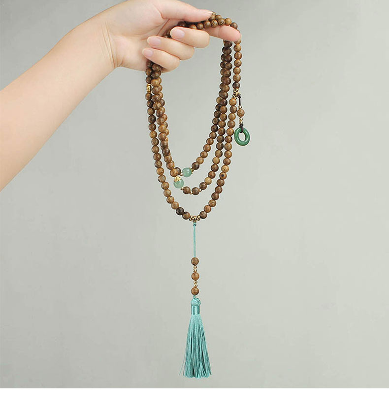  新中式平安扣流苏串珠斜挎链长款项链国风毛衣链古风背链旗袍配饰详情1