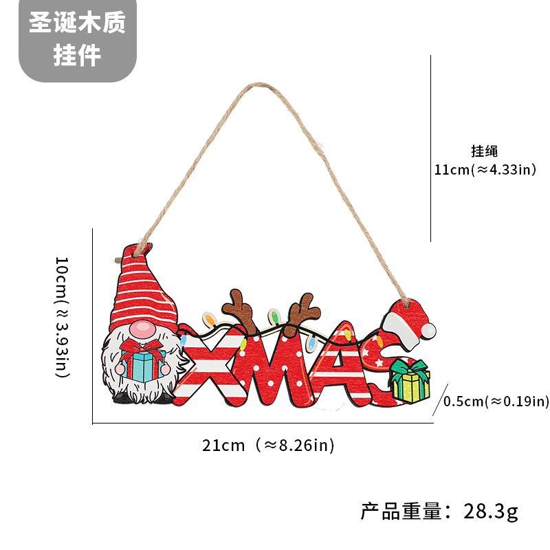 Cross-border new Christmas wooden door hanging pieces, reindeer Santa Claus wooden hanging ornaments, hanging boards, indoor decoration hanging ornaments details Picture