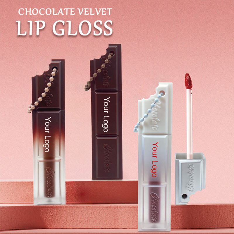 Cross-border specialty colgante de chocolate mate brillo de labios blancos mud color de larga duración no fácil de alcanzar colgante de taza lápiz labial belleza transfronteriza wholesale colgante brillo de labios Item Picture