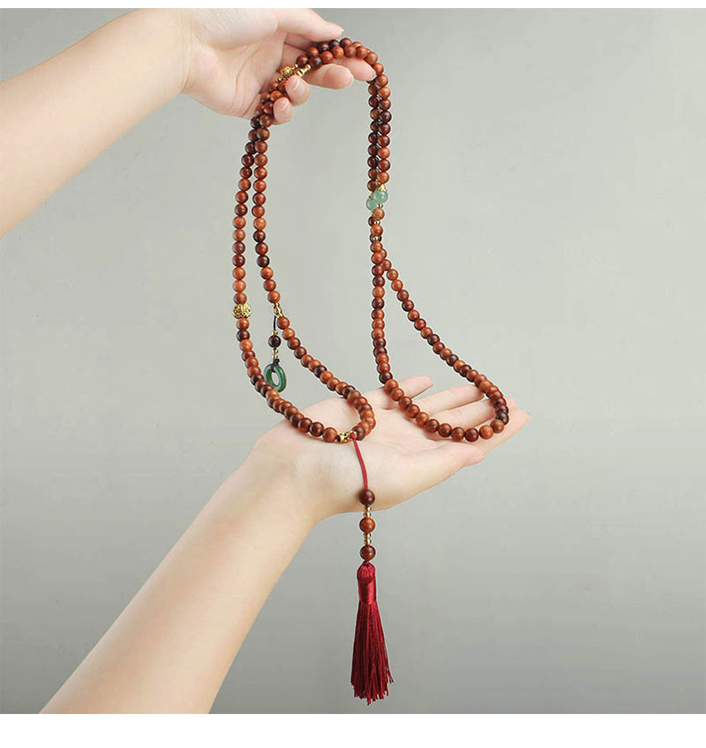  新中式平安扣流苏串珠斜挎链长款项链国风毛衣链古风背链旗袍配饰详情2