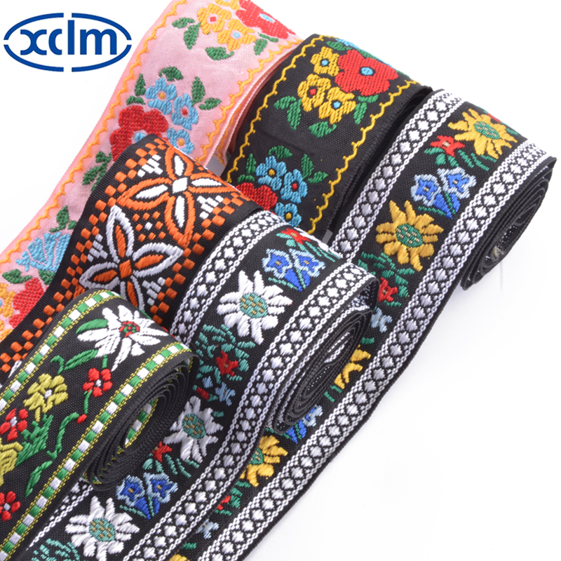 5cm Ethnic-style flower jacquard webbing, soft fabric edge, clothing accessories, lace straps, ribbon bag edge Specification image