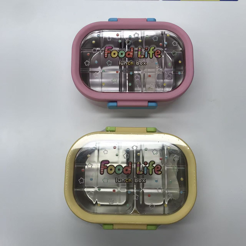 Food Life多格分隔饭盒 马卡龙色透明盖便携餐盒 学生上班族防漏便当盒详情3