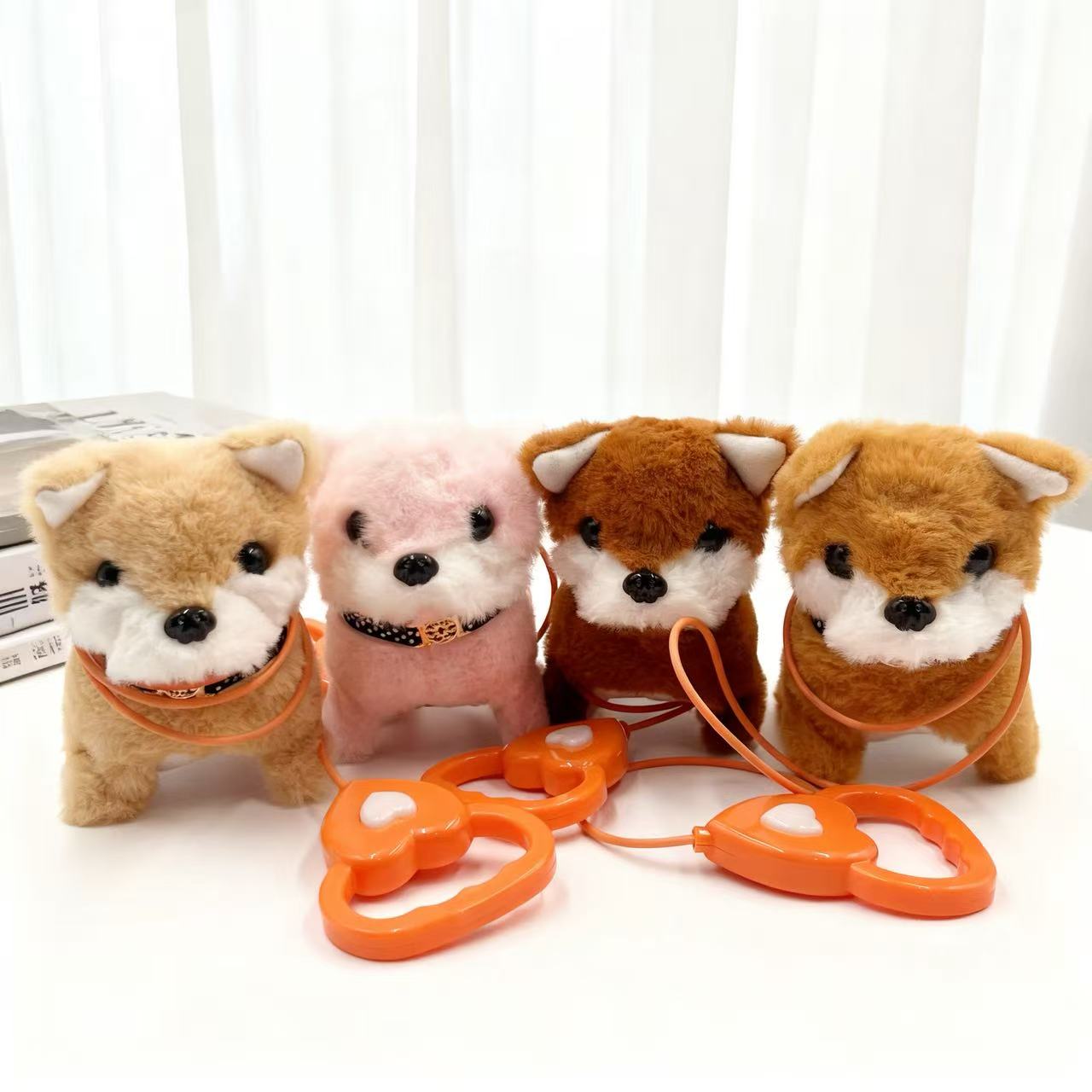 叽叽叫柴犬小号牵绳仿真电动柴犬小狗仿真电动毛绒电子宠物狗儿童玩偶陪伴伴侣