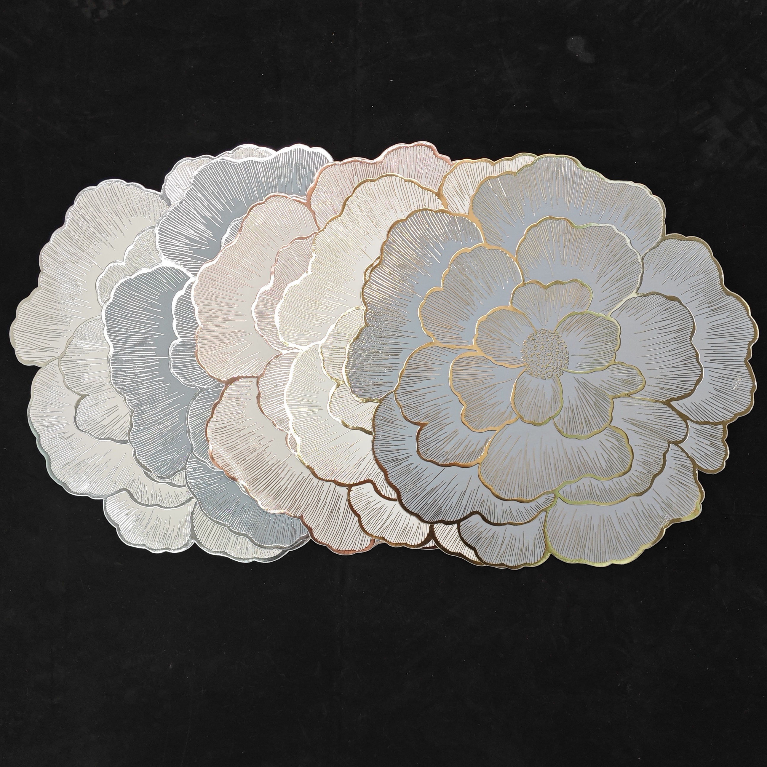 华渤餐垫加底烫金镂空圆形餐垫