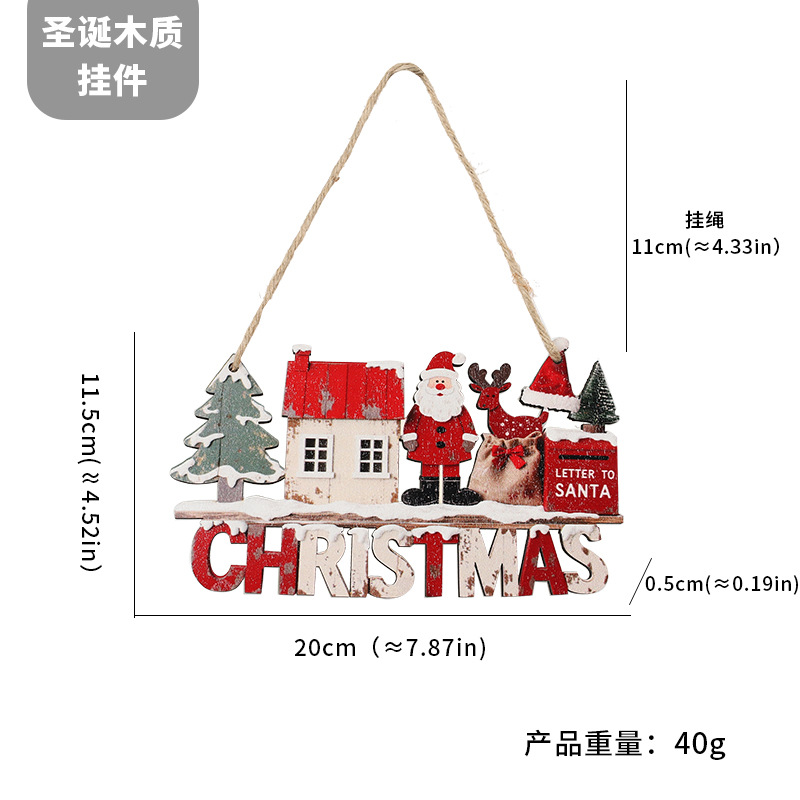 Cross-border new Christmas wooden door hanging pieces, reindeer Santa Claus wooden hanging ornaments, hanging boards, indoor decoration hanging ornaments Specification image