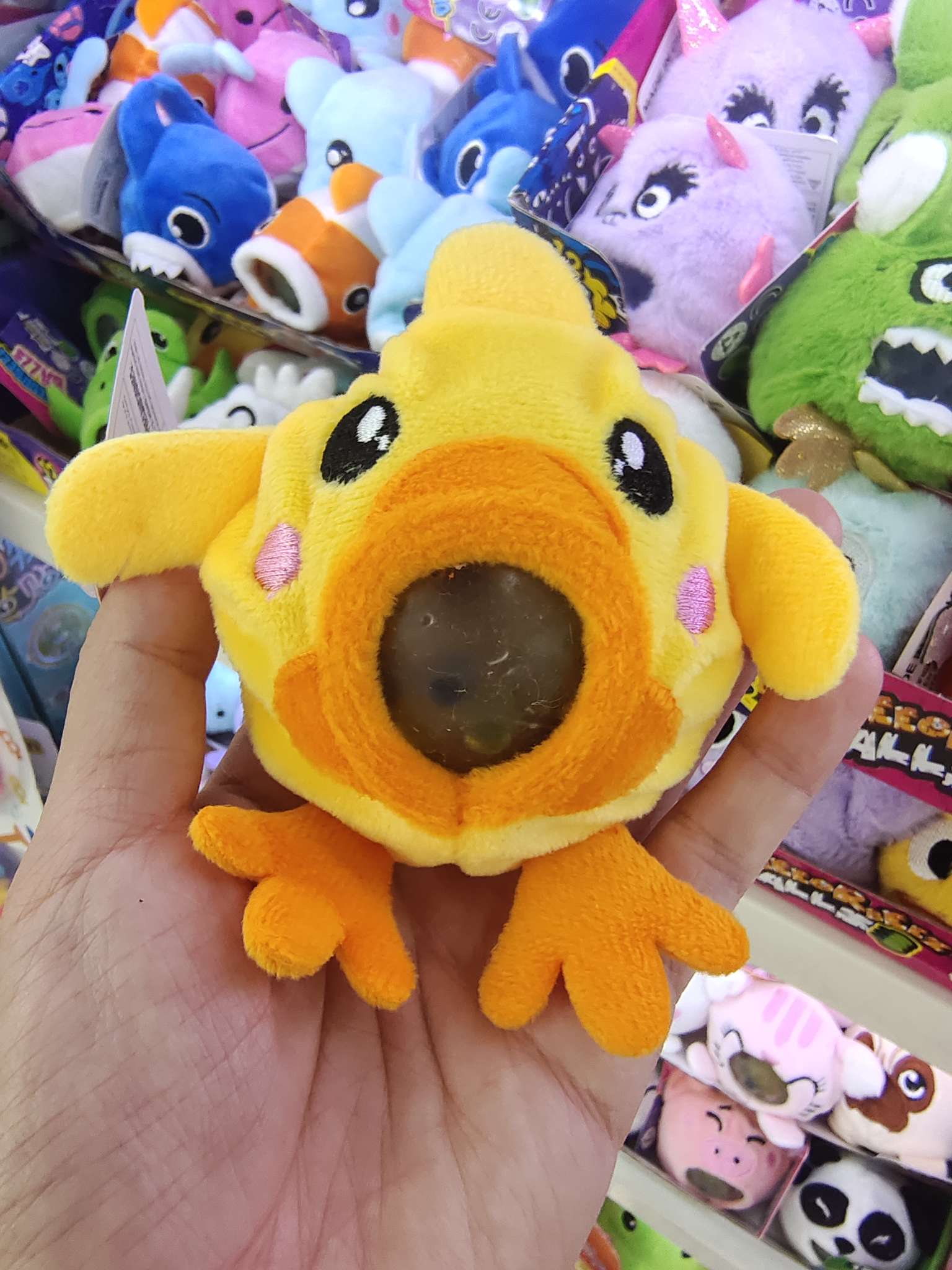 Cute plush stress-relieving pinching ball plush toy, monster series bead-spitting toy, stress-relieving toy, creative and trendy toy display box packaging detail image 14