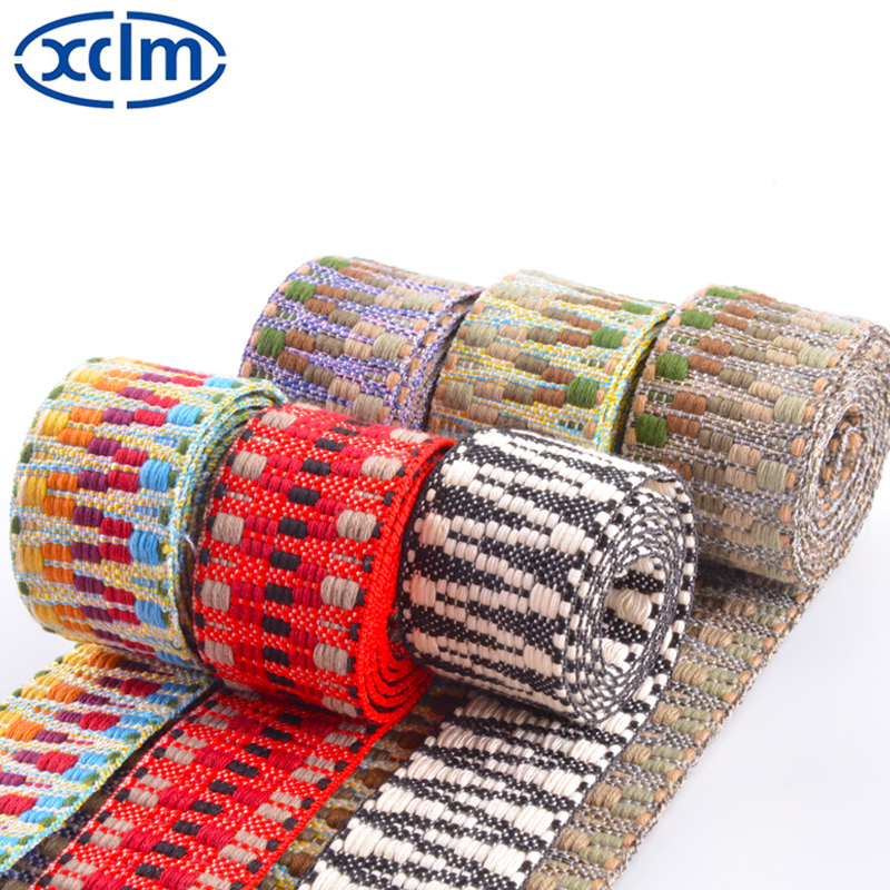 3.8cm thickened multi-color woven strap, bag strap, hand shoulder strap, paired with a polyester-cotton woven strap as a clothing accessory details Picture