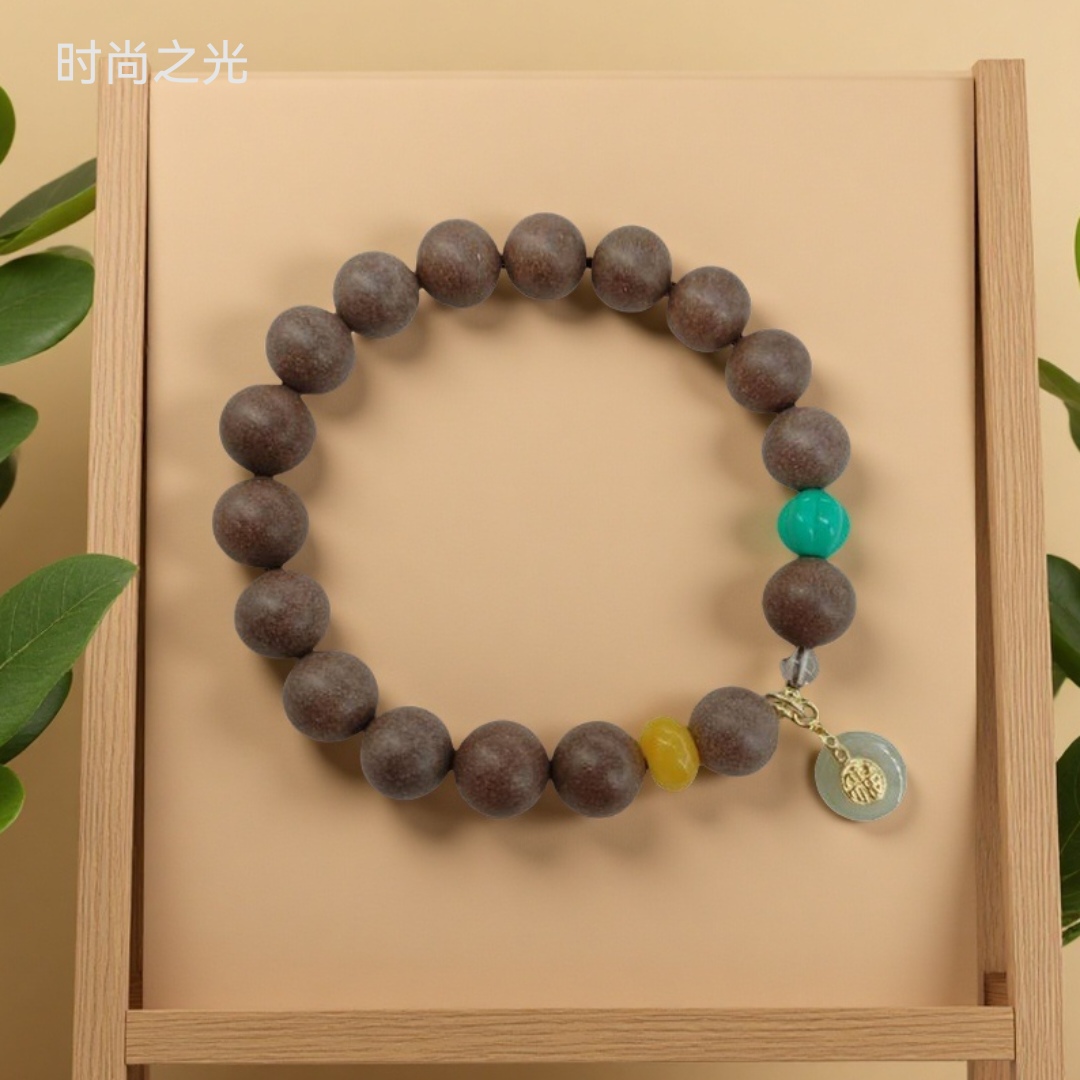 Intangible cultural heritage He Xiangzhu cultural play jewelry, traditional Chinese medicine bracelet, fashionable bracelet accessory, natural material multiple options available, goose pear tent Xiangzhu detail image 6