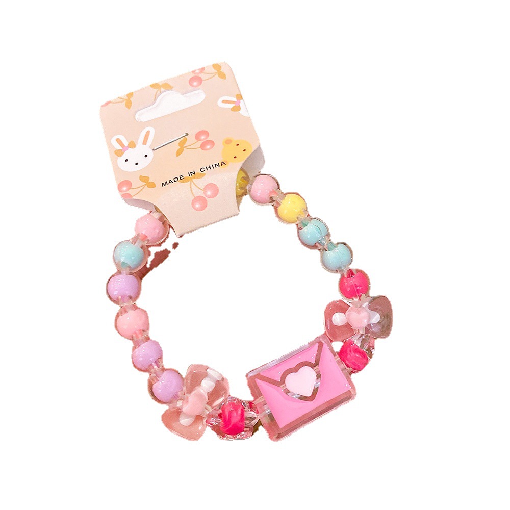 Brand YOZO bracelet classification model cultural and creative Bracelet A-11 Cartoon children's bracelet, Princess jelly color beaded cute girl baby bracelet, student first YOZO bracelet classification model cultural and creative bracelet beautiful Specification image