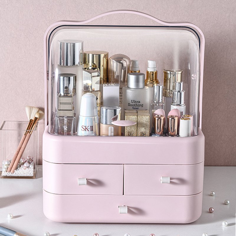 Cosmetic storage box, plastic drawer-type skin care product storage rack, dressing table shelf, desktop lipstick storage box Application Scenario