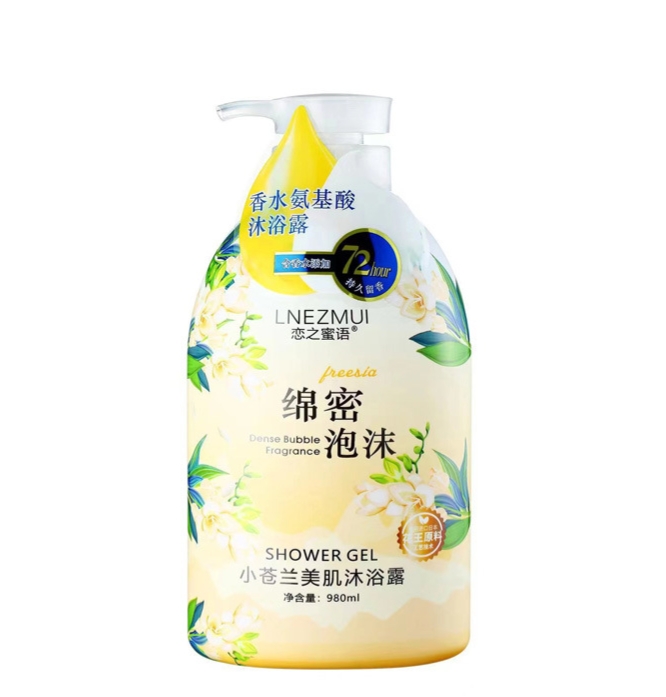 980ML Love Secret Amino Acid Perfume Body Wash with fine foam and long-lasting fragrance. Supermarket body wash detail image 6