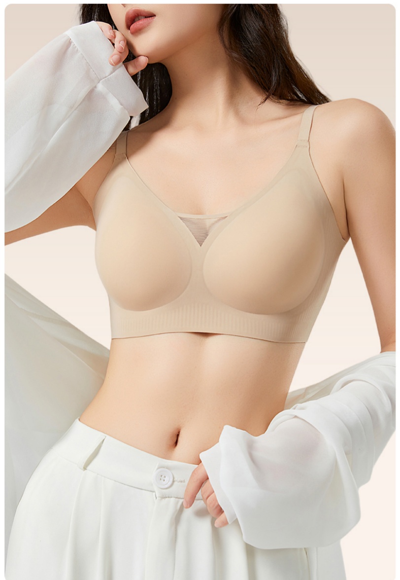 Seamless underwear, large bust, small look, mesh breathable, soft support, comfortable and soft bra, anti-glare strapless vest full figure