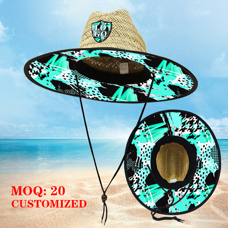 Custom-made beach lifeguard style straw hat, custom-made Logo, vacation-style sun protection straw hat, hand-woven natural grass Application Scenario