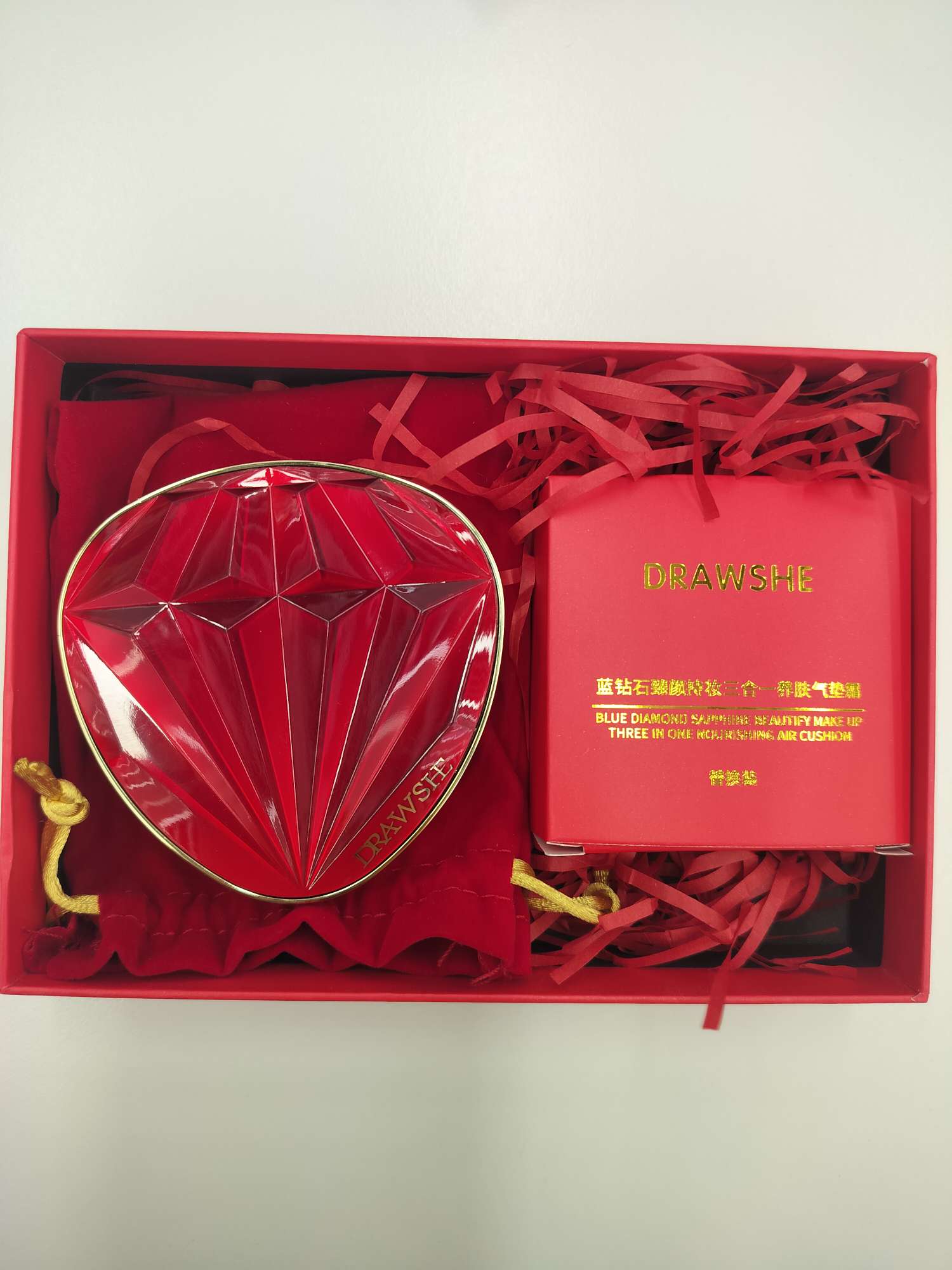 DRAWSHE玖皙蓝钻石臻颜持妆三合一养肤气垫霜气垫粉扑气垫bb遮瑕产品图