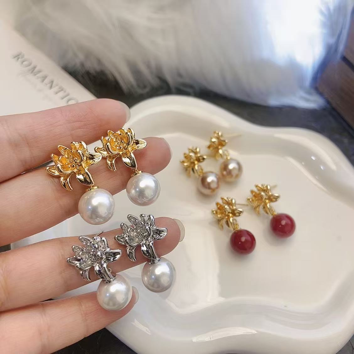 时尚珍珠耳环烧焊锆石耳饰简约耳环女气质百搭耳饰品潮流款耳饰饰品耳饰详情图2