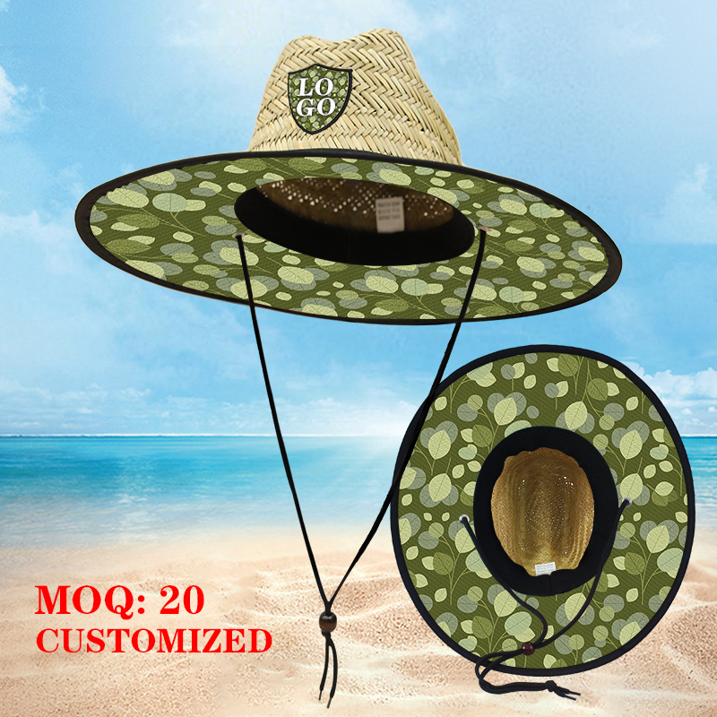 Lifeguard seaside custom style straw hat custom Logo vacation sun protection straw hat natural grass adult straw hat Application Scenario