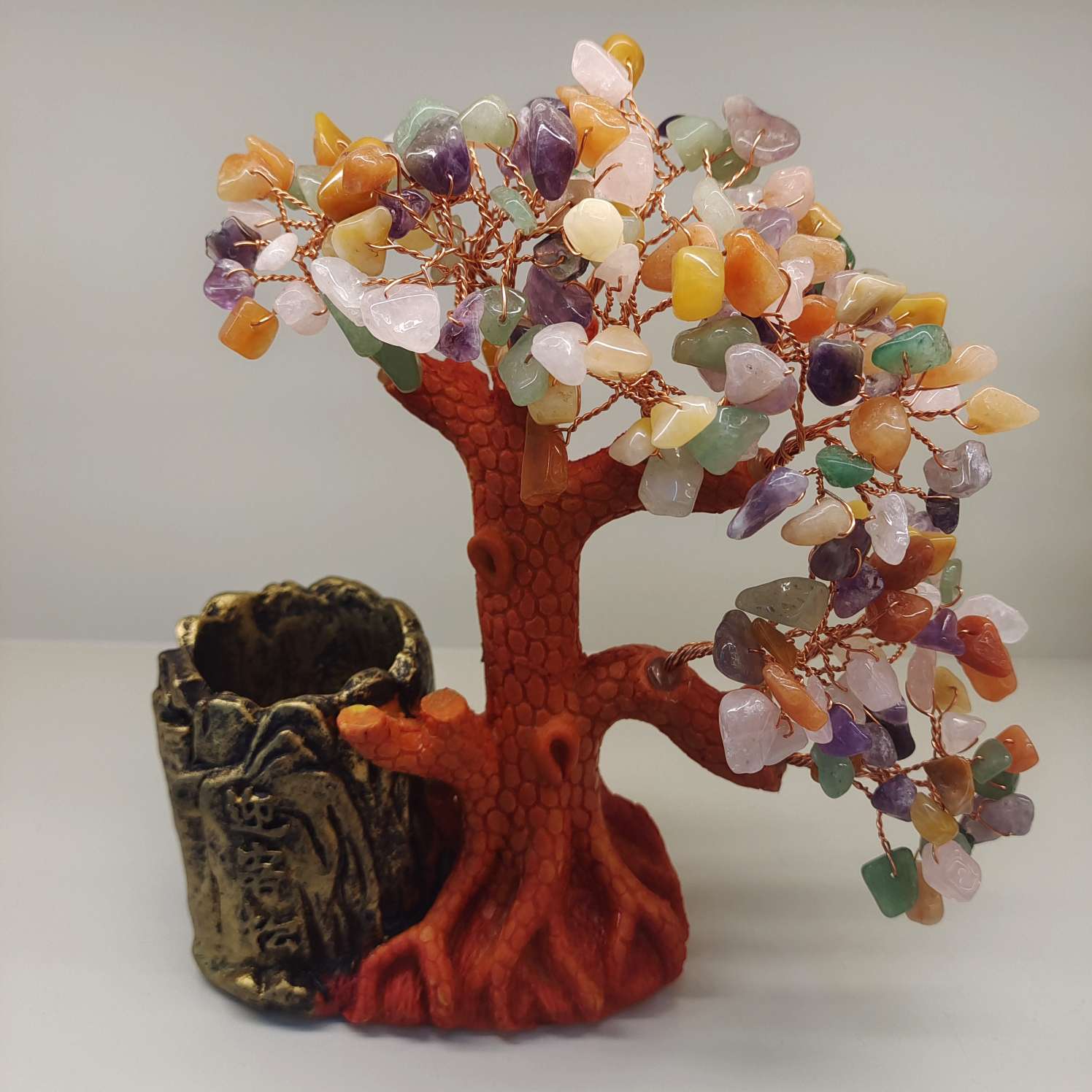 水晶发财树工艺品摆件办公室笔筒摆件装饰工艺品细节图