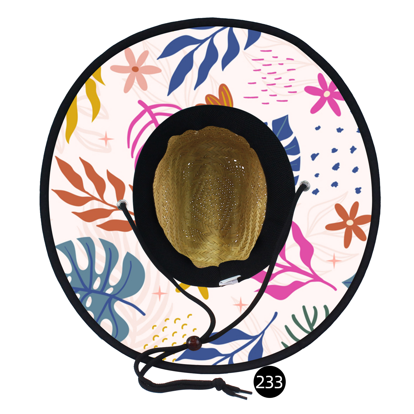 Custom-made beach lifeguard style straw hat, custom-made Logo, vacation-style sun protection straw hat, hand-woven natural grass Item Picture