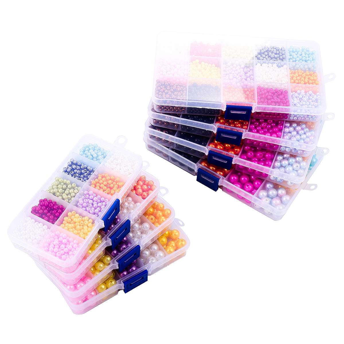 15格盒装套盒彩色仿珍珠散珠子diy手工饰品配件材料串珠玩具