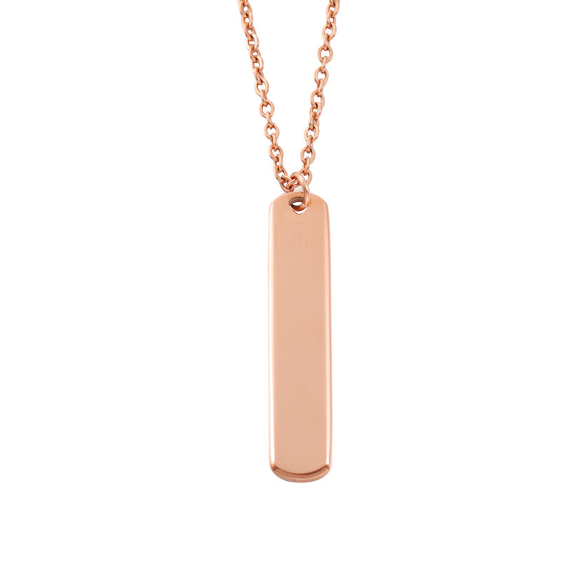 Hot-selling, personalized and simple mirror-finish stainless steel geometric necklace pendant with long strips and rounded corners, laser-engraved pendant Specification image