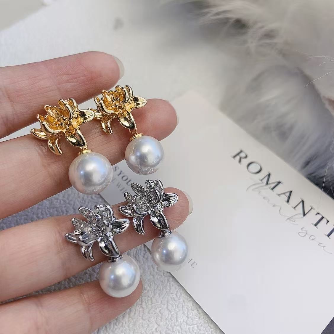 时尚珍珠耳环烧焊锆石耳饰简约耳环女气质百搭耳饰品潮流款耳饰饰品耳饰