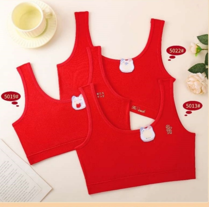 Girls' zodiac year underwear development stage One cotton vest, girls' big red small vest, students' anti-bump cotton vest Specification drawing
