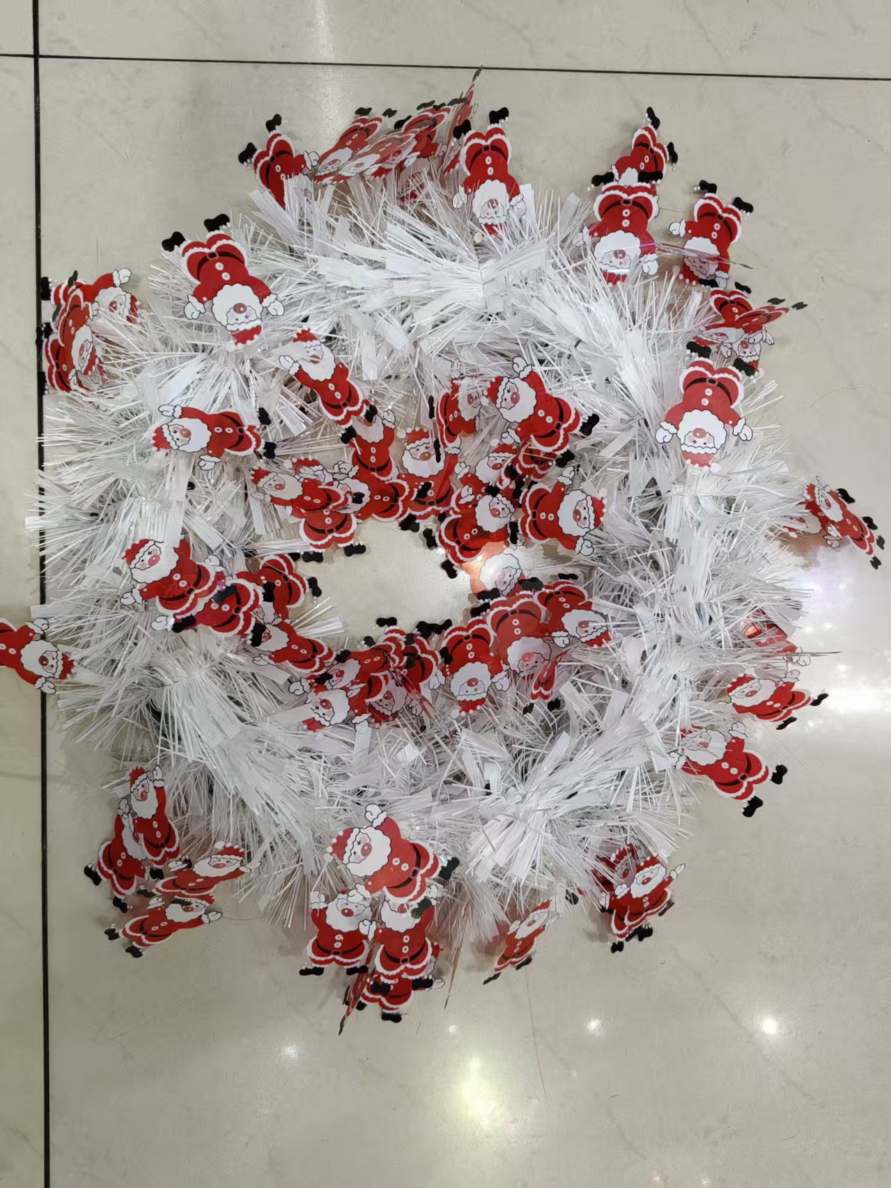 环美工艺品 圣诞装饰品 圣诞花环门挂40cm加密藤条橱窗装饰圣诞老人彩印水晶花环圈