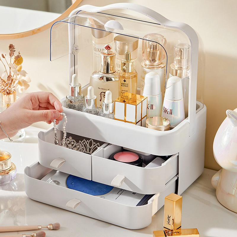 Cosmetic storage box, plastic drawer-type skin care product storage rack, dressing table shelf, desktop lipstick storage box