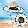 Hand-woven natural straw hat, seaside lifeguard custom style, outdoor straw hat custom Logo, vacation style sun protection straw hat Application Scenario