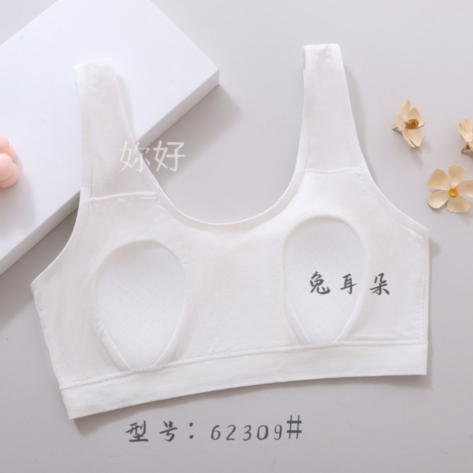 A fixed rabbit-ear cup vest for girls' growth period, a seamless hooded vest with anti-protruding points for junior high school students details Picture