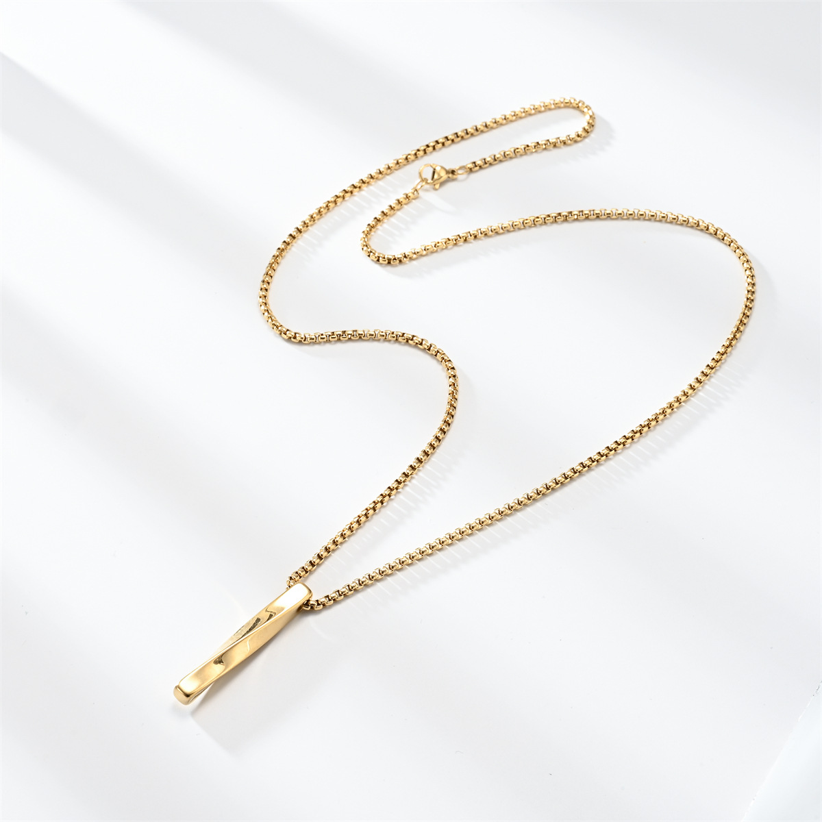 Cross-border exclusive new product creative twist stick long strip pendant necklace, source quality goods, source manufacturer, large quantity discounts, stainless steel necklace Specification image