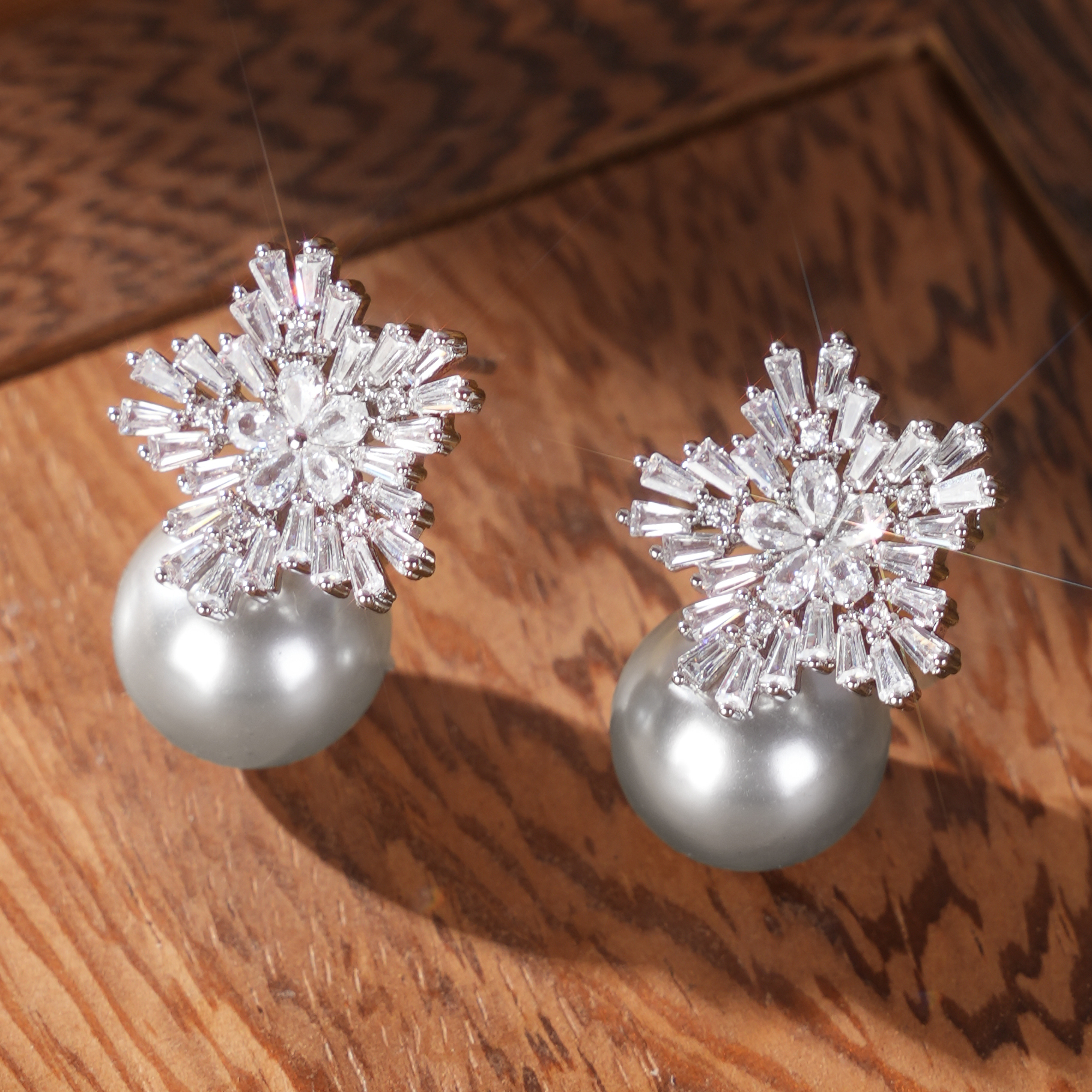 S925银针韩国客人定制 几何镂空网红耳钉