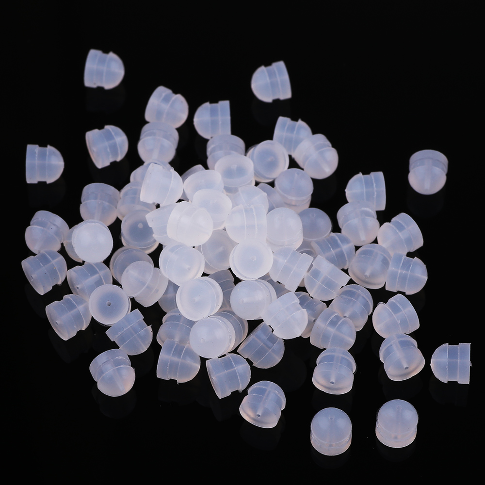 diy jewelry accessories: Plastic frisbee earring stoppers, anti-slip and anti-loss soft rubber ear stud stoppers, transparent film Specification image