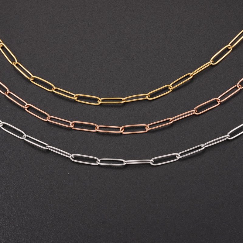 跨境热销不锈钢长扣十字嘻哈项链DIY手链项链饰品配件ins潮牌配链