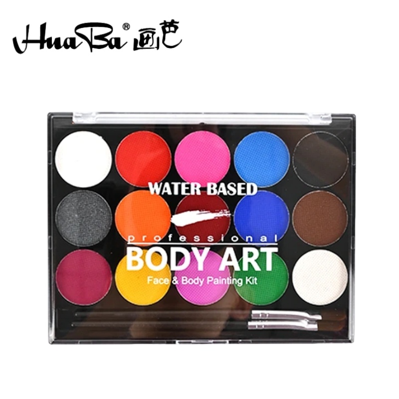 画芭Huaba 跨境15色水溶性脸彩人体彩绘颜料模特脸彩万圣节脸部彩妆水性脸彩